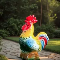 Садовая фигура из гипса &laquo;Петух на бревне&raquo;, 26&times;12&times;18 см