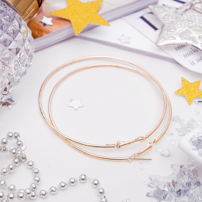 Серьги кольца QF «Классика», d=7 см, цвет золото