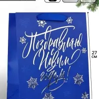 Пакет подарочный новогодний ламинированный &laquo;С Новым годом!&raquo;, ML 23&times;27&times;11.5 см
