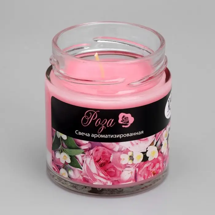 Свеча в банке ароматическая Свеча в банке ароматическая "Роза", 25 ч