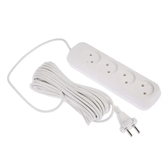 Удлинитель сетевой Luazon Lighting ECO, 4 розетки, 10 м, 10 А, 2200 Вт, без заземления, белый