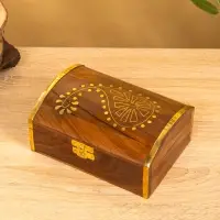 Шкатулка "Глу" 18х12,8х8 см, дерево шишам, латунь