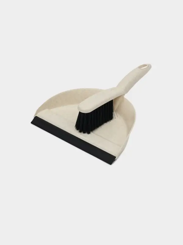 Щётка-смётка для пола с совком Malta, с кромкой, бежевая