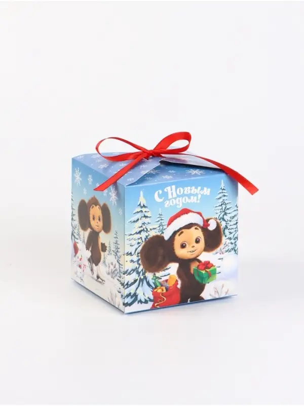 Коробка складная Коробка складная "Зимние забавы",Чебурашка, 12 х 12 х 12 см
