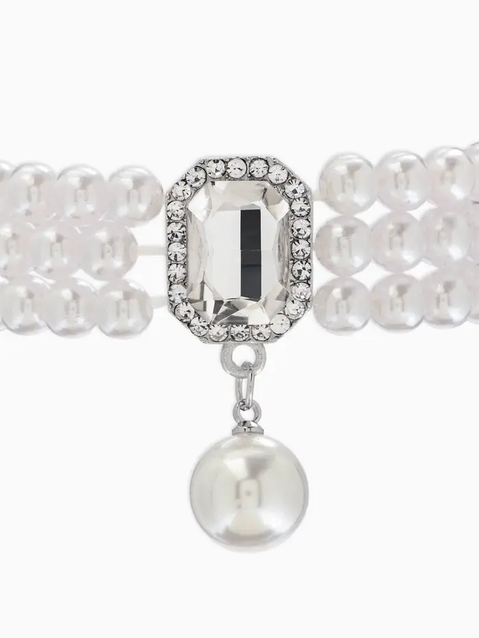 Набор 3 пред-та: серьги,колье.браслет "Императрица жемчуга", цвет белый в серебре