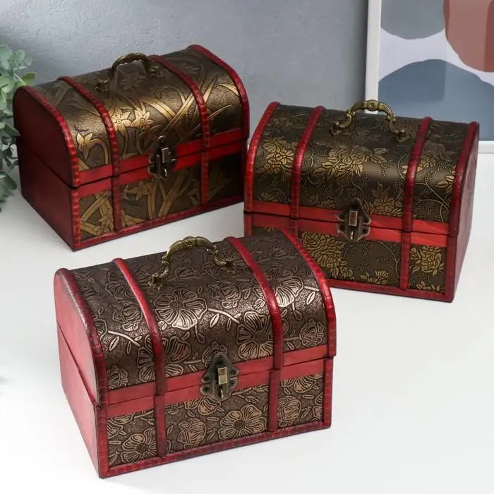 Шкатулка для украшений &laquo;Сундучок. Цветы и бамбук&raquo;, дерево, состаренная, 15&times;22&times;15.5 см, МИКС