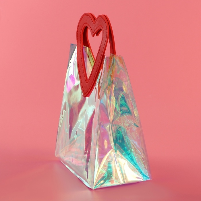 Пакет подарочный из ПВХ, красный, ирридисцентный, 20 х 18 х 10 см Пакет подарочный из ПВХ, красный, ирридисцентный, 20 х 18 х 10 см