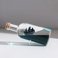Корабль в жидкости, антистресс "Черная жемчужина" в бутылке, 17 см