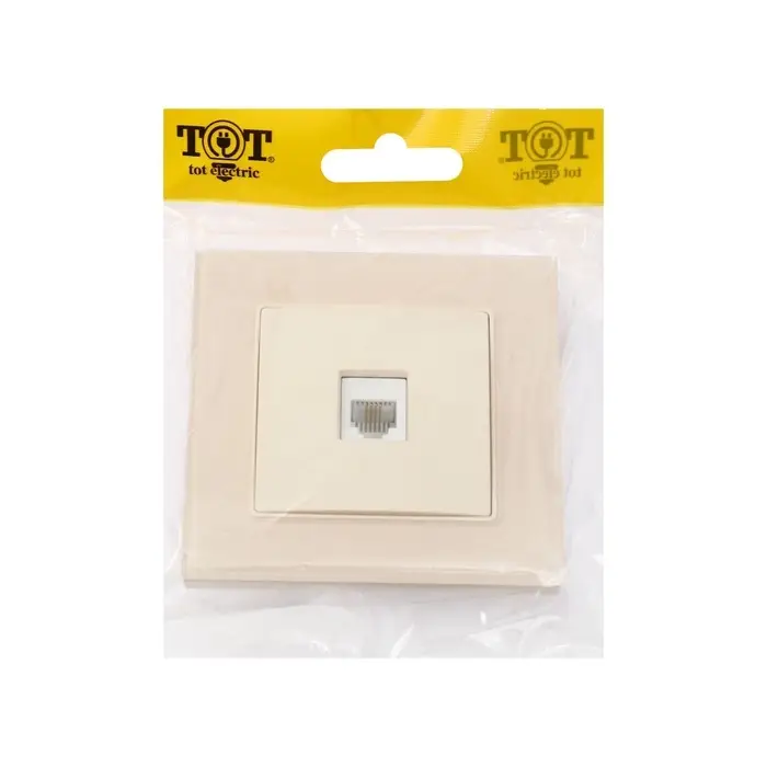 Розетка телефонная TOT Matte Glass, стекло, скрытая, одноместная, бежевая