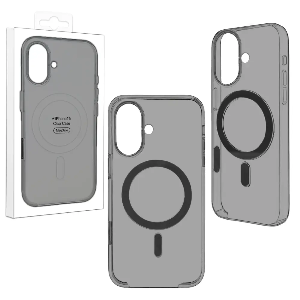 Чехол 16 Clear Case Black (MagSafe + анимация NFC Clear) ORG