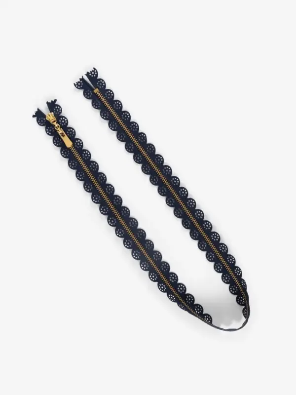 Молния металлическая, №3, неразъёмная, замок автомат, 60 см, декоративная, тёмно-синяя