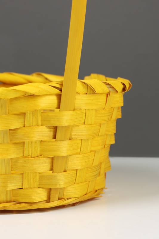Корзина плетёная, 20×20×9 см, ручка h=25 см, бамбук, желтая