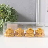 Сувенир полистоун "Денежная жаба и 3 слитка" набор 4 шт золото 4,8х4,5х4,2 см