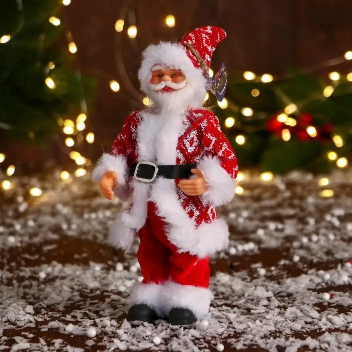 Дед Мороз под ёлку &laquo;Зимнее волшебство. В костюме с орнаментом&raquo;, 20 см, красный