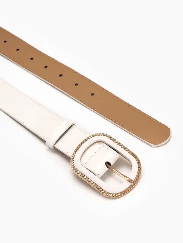 Ремень женский, 110&times;3 см, пряжка пластик, золотистая, белый