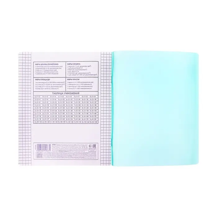 Тетрадь 12 листов в клетку, обложка пластиковая, зеленая