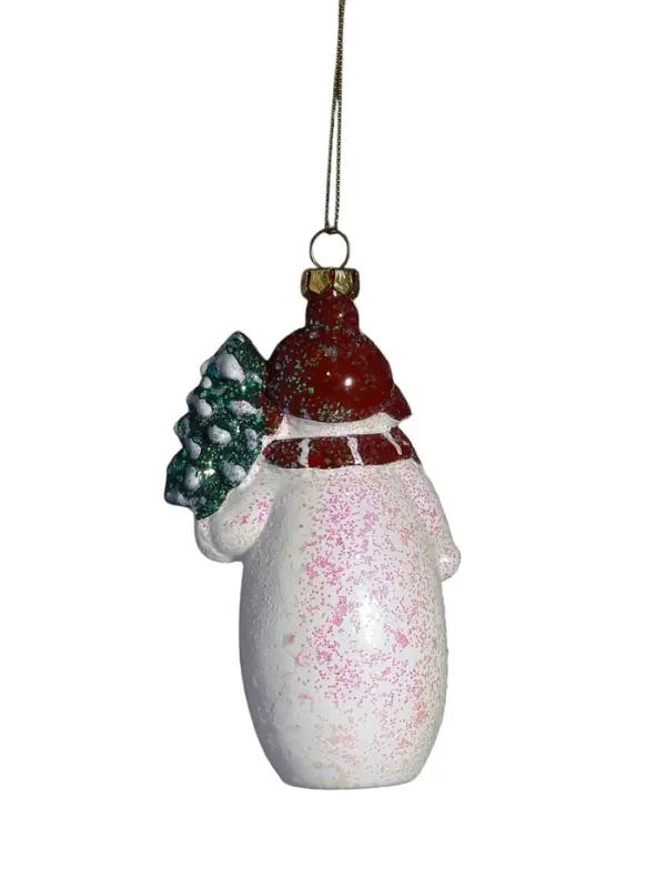 Ёлочная игрушка &laquo;Сияние праздника. Снеговик с ёлкой&raquo;, 11.5&times;7.5 см, белая