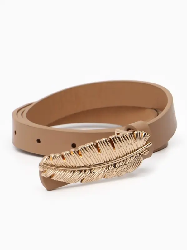 Ремень женский &laquo;Перо&raquo;, гвоздик, 2&times;110 см, без винта, бежевый