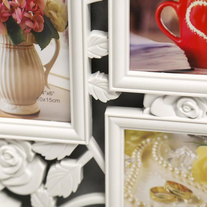Фоторамка пластик на 3 фото 10х15 см, 10х10 см "Сердечность" белая 40х37,5 см