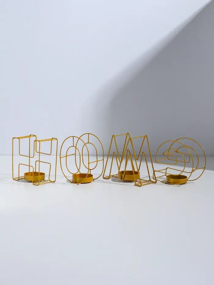 Подсвечник металлический на 4 свечи TAKE IT EASY, Home, 13.5&times;42 см, золото