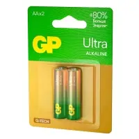 Батарейка алкалиновая GP Ultra, AA, LR6-2BL, 1.5 В, блистер, 2 шт.