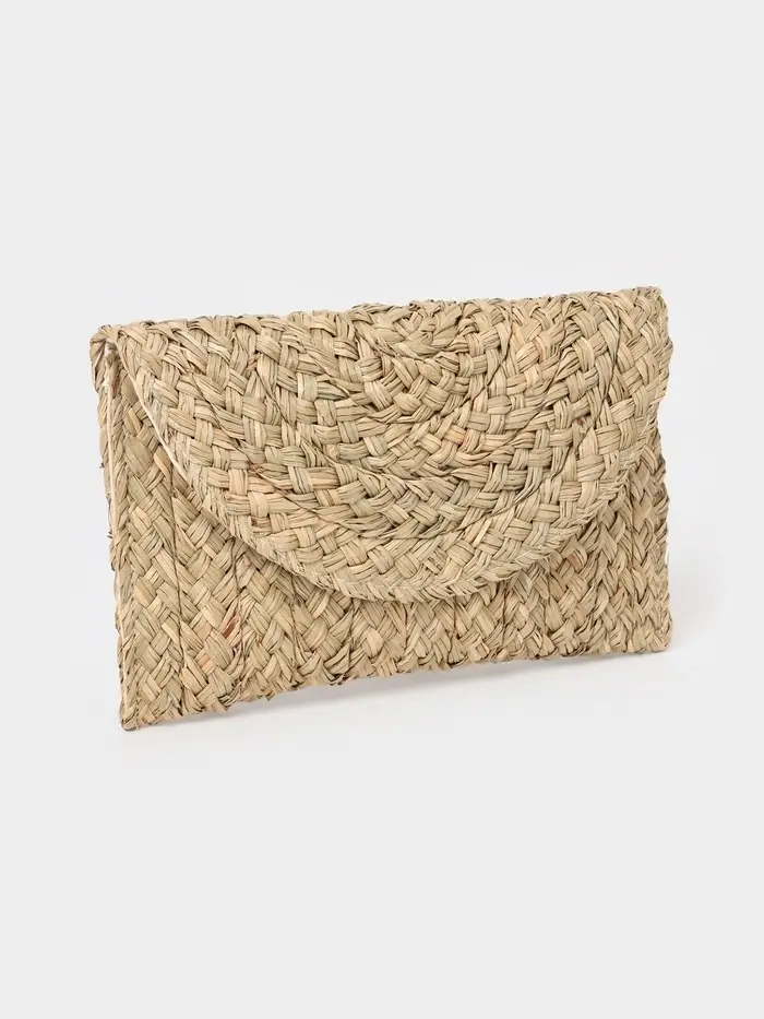 Сумка клатч плетёная из сиграсса, 26&times;16&times;3 см, бежевая