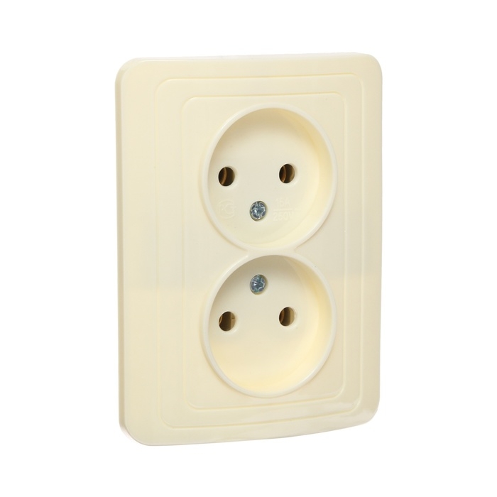 Розетка двухместная Luazon Lighting  Розетка двухместная Luazon Lighting "Орион", 10 А, скрытая, без з/к, бежевая