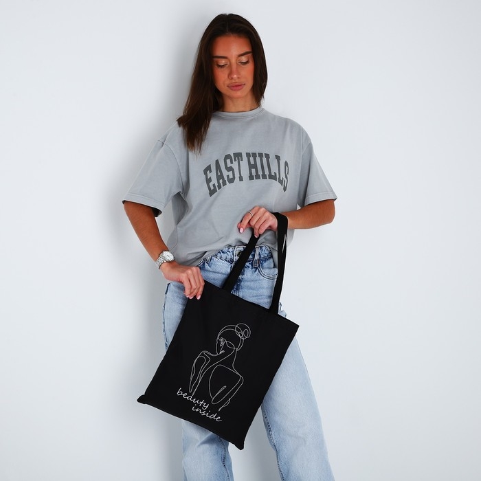 Шопер «Красота внутри» 35 х 0,5 х 40, отдел без молнии, без подклада, чёрный Шопер «Красота внутри» 35 х 0,5 х 40, отдел без молнии, без подклада, чёрный