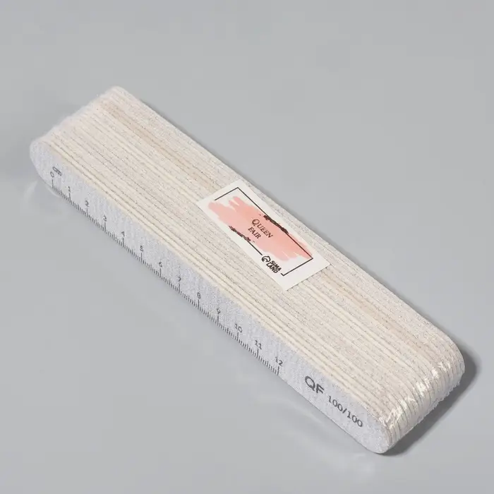 Набор пилок для ногтей, на деревянной основе, прямые, набор 20 шт., 100 грит, 18 см