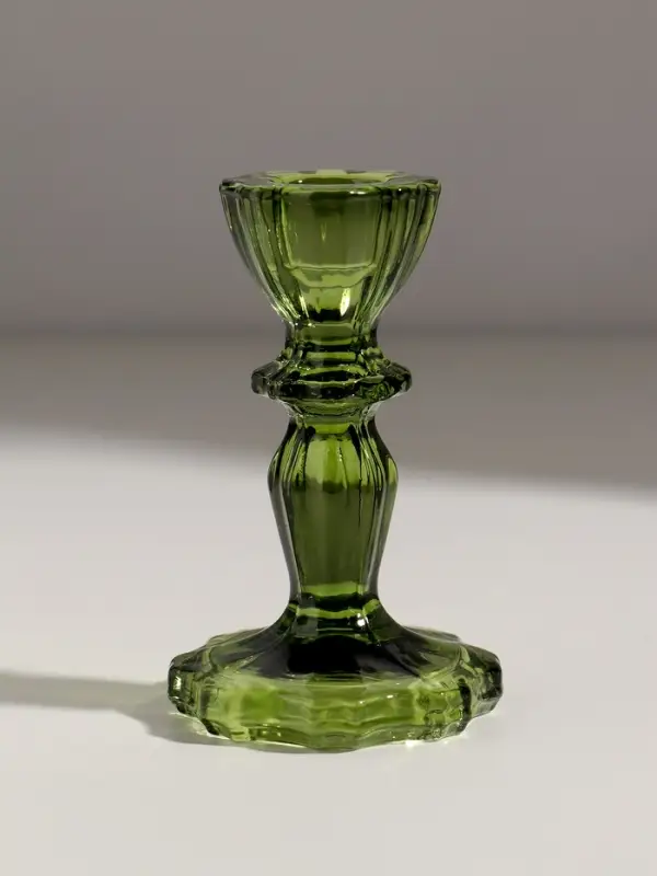 Подсвечник стекло  Подсвечник стекло "Бутон на ножке" зелёный d=2 см 7х7х11 см