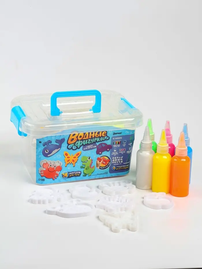 Набор для опытов &laquo;Водные фигурки&raquo;, 14 молдов, 12 цветов, в контейнере
