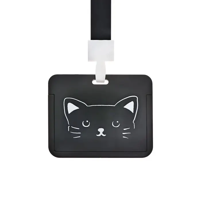 Бейдж горизонтальный, внешний 100&times;80 мм, внутренний 52&times;82 мм, лента 42 см, Кот