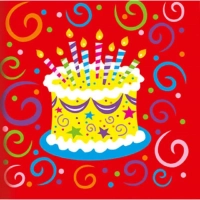 Салфетки бумажные 33см X 33см Торт яркий 12шт/уп 6046316