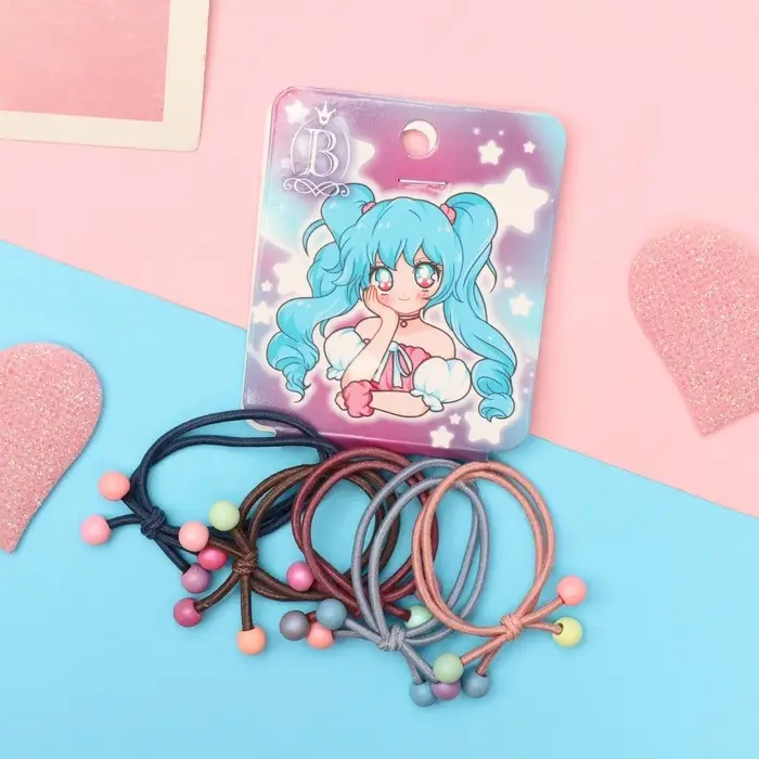 Резинка для волос  Резинка для волос "Комиксы" (набор 5 шт) девчонка хвостики, 3 см