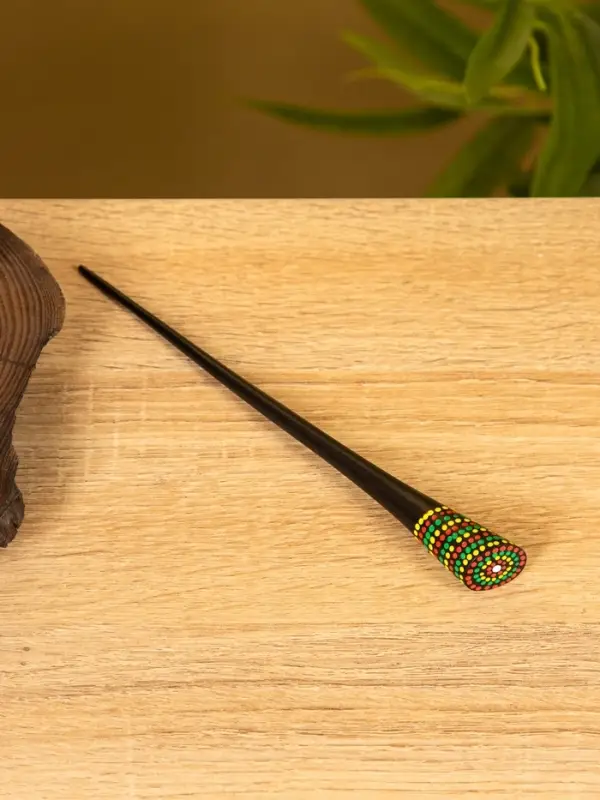 Заколка для волос Заколка для волос "Цветок" дерево Албезия, 17 см, цв. чёрно-фиолетовый