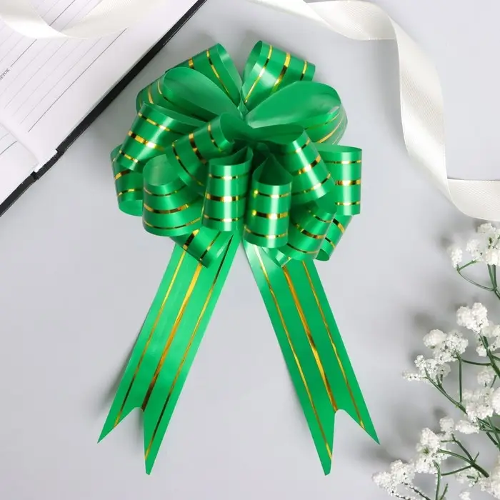 Бант - шар №3 «Золотые полосы», зелёный Бант - шар №3 «Золотые полосы», зелёный