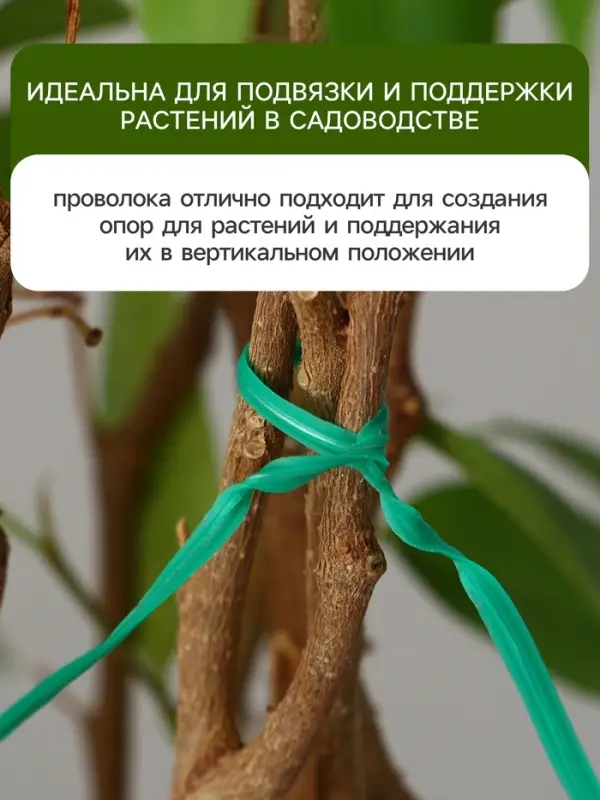 Проволока подвязочная, 10 см, в наборе 100 шт., зелёная, Greengo