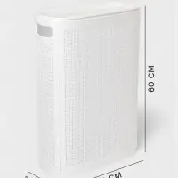 Плетёная корзина для белья с крышкой &laquo;Лён&raquo;, 45 л, 43&times;20&times;60 см, белая
