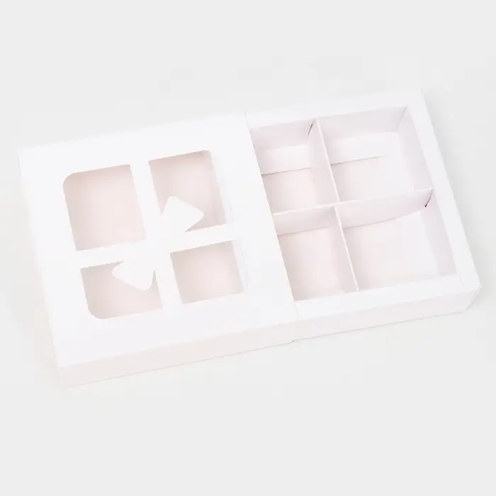 Коробка для 4 конфеты &laquo;Бантик&raquo;, белый 12.5&times;12.5&times;3.5 см