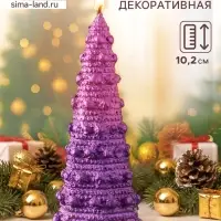 Свеча декоративная &laquo;Ёлочка с шариками&raquo;, 45&times;102 мм, лак, фиолетовая