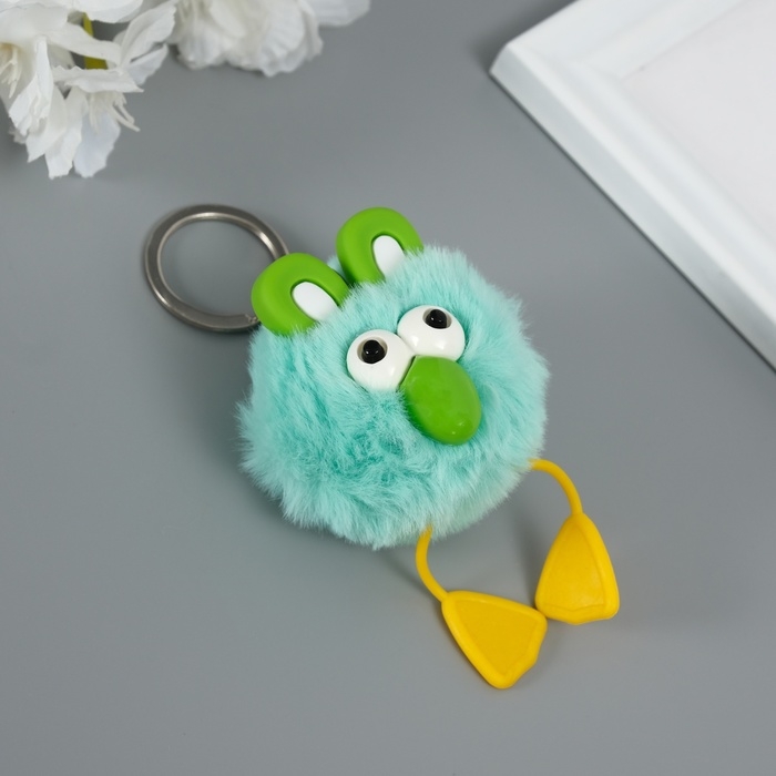 Пушистик на кольце  Пушистик на кольце "Большеглазая ворона" зелёный 9,5х6х6 см