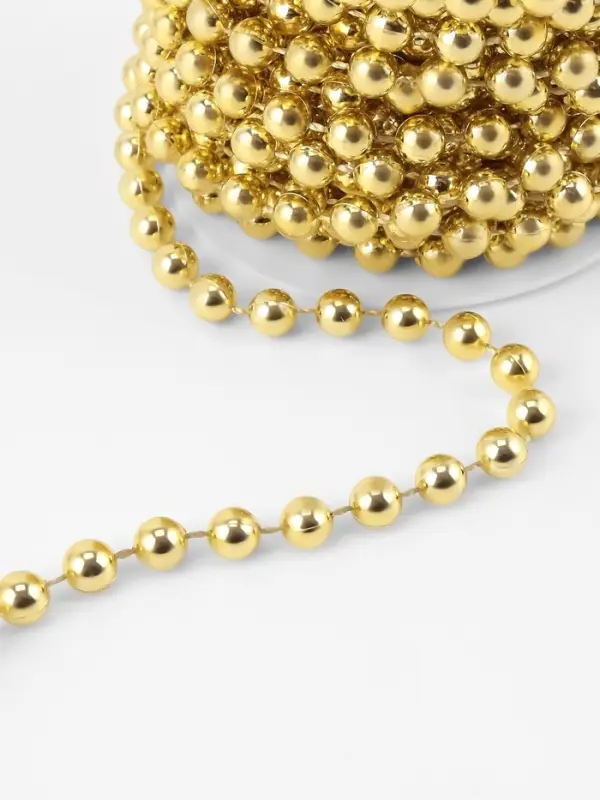 Бусы на нитях, 7.5 мм, 9&plusmn;1 м, цвет золотой