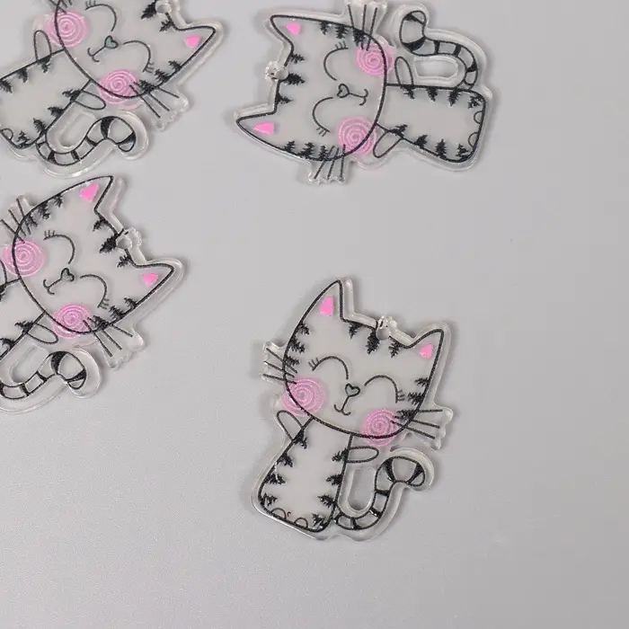 Декор для творчества акрил "Котик с румянцем" 3,5х2,9х0,2 см