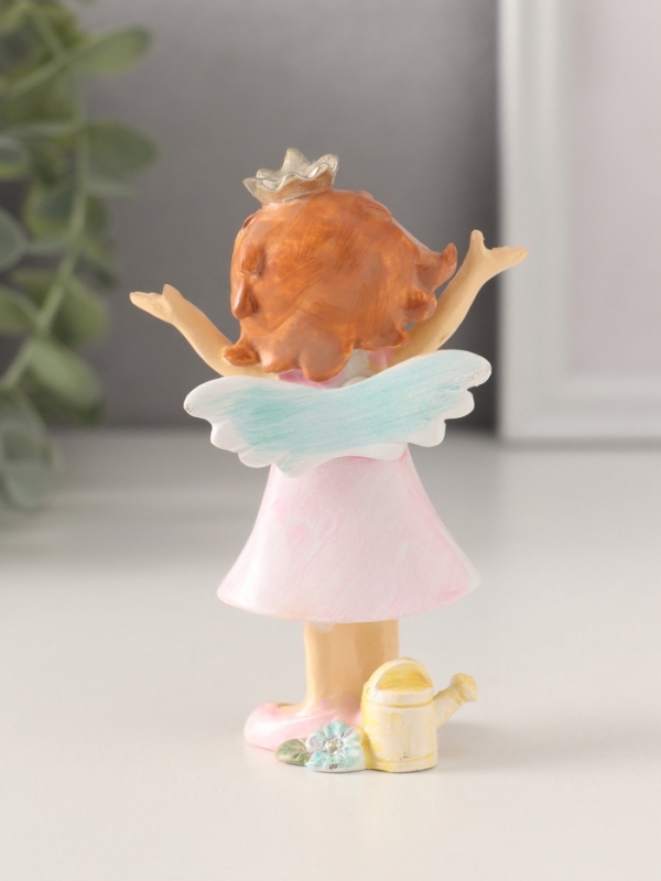 Сувенир полистоун "Принцесса-ангел в розовом платье с леечкой" 7х4х10 см