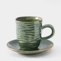 Чашка с блюдцем &laquo;Флора 2&raquo;, 13&times;13&times;9 см, керамика, зелёная