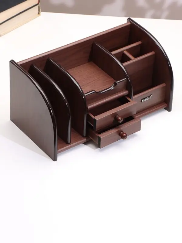 Органайзер 7 секций, 2 выдвижных ящика, серия Орех с кантом темным, 16&times;30&times;15 см