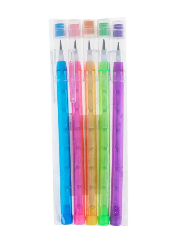 Набор карандашей чернографитных &laquo;Неон&raquo;, секционных, с ластиками, 5 штук