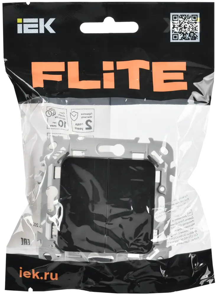 FLITE Выключатель 1-клавишный 10А ВС11-1-0-ФлЧ черный IEK