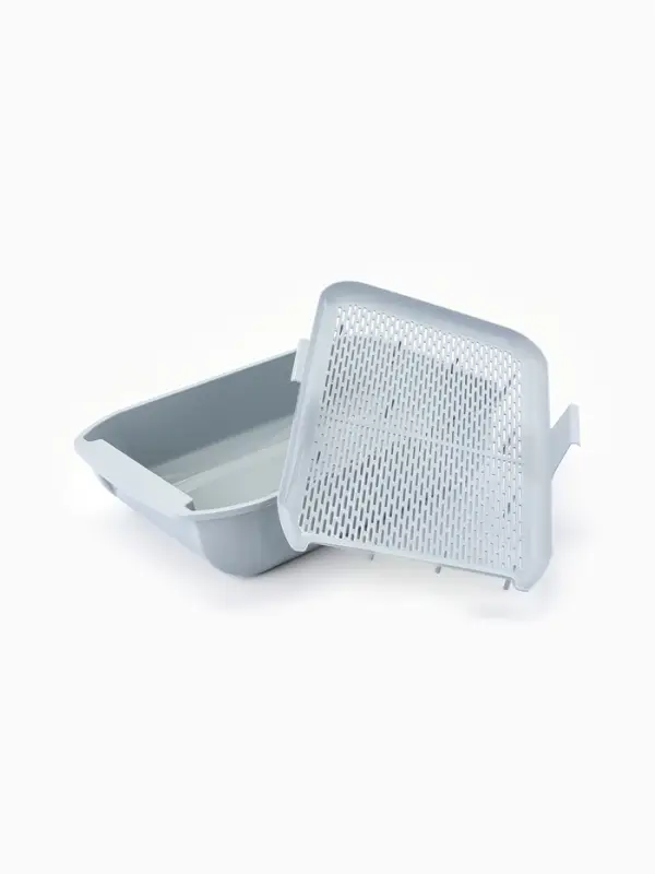 Туалет для кошек &laquo;Марсель&raquo;, 50&times;34.5&times;12 с, глубокий, с сеткой, полипропилен, светло-серый