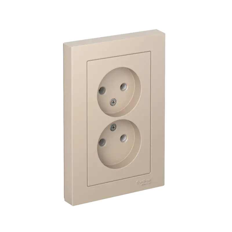 ATLASDESIGN РОЗЕТКА двойная без заземления,16А, в сборе, ПЕСОЧНЫЙ